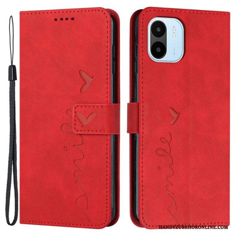 Flip Case Für Xiaomi Redmi A1 Lächle Mit Schlüsselband