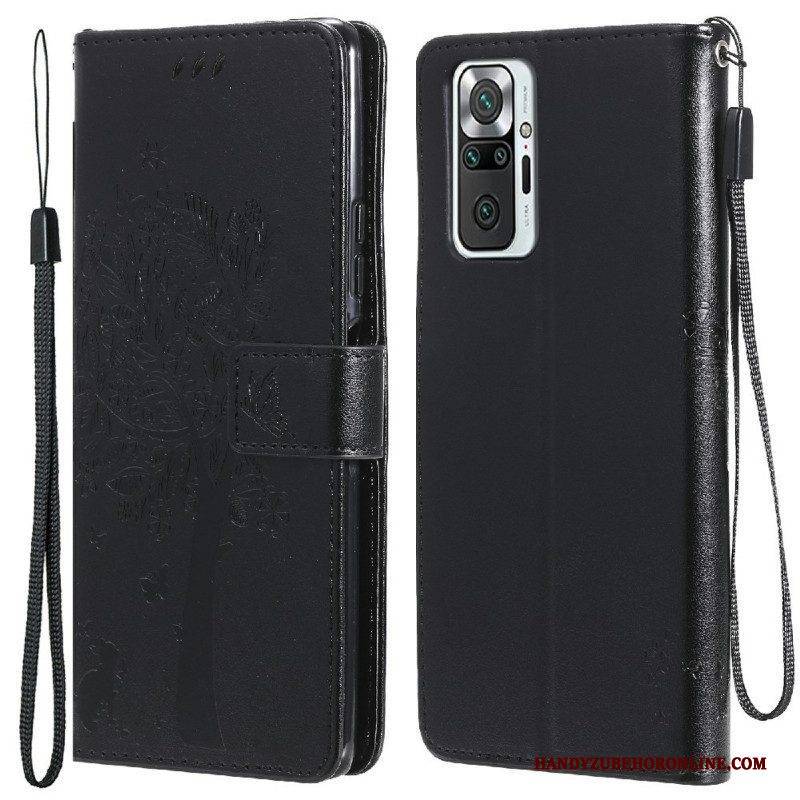 Flip Case Für Xiaomi Redmi Note 10 Pro Mit Kordel Baum Und Riemchenkatze
