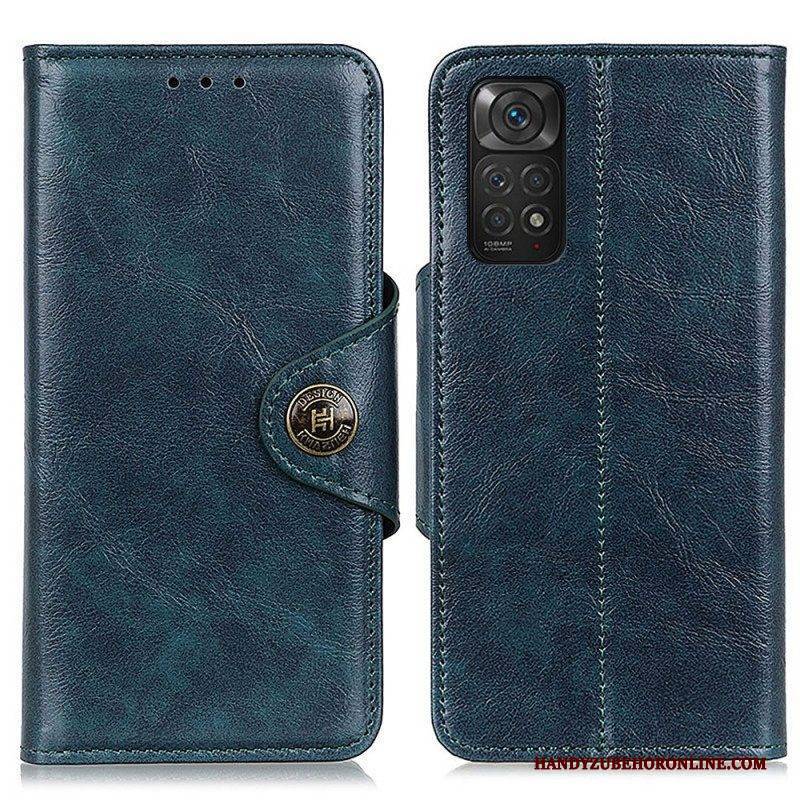 Flip Case Für Xiaomi Redmi Note 11 / 11S Glänzender Kunstlederknopf