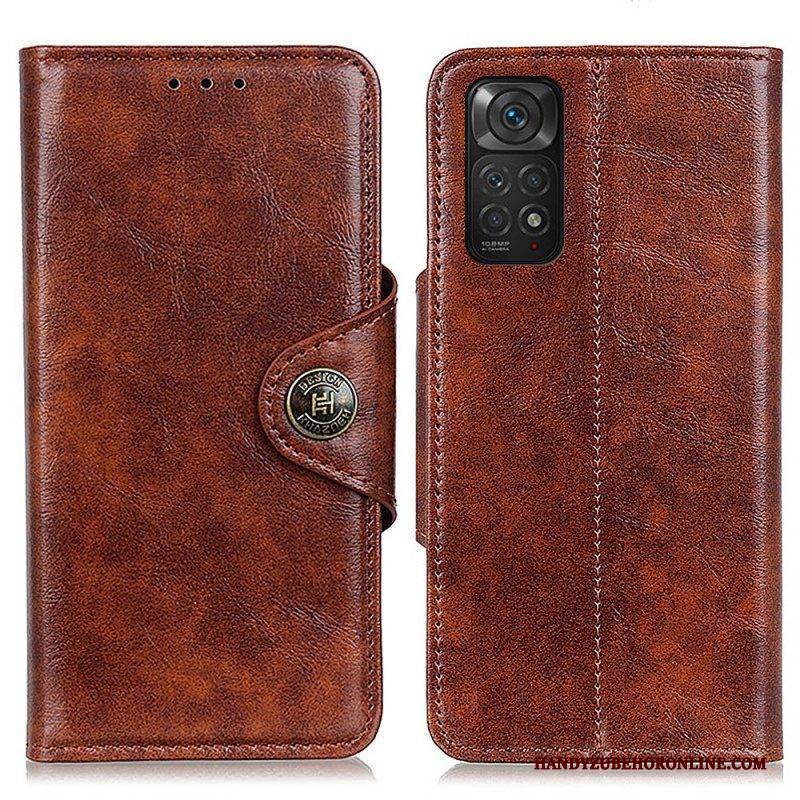 Flip Case Für Xiaomi Redmi Note 11 / 11S Glänzender Kunstlederknopf