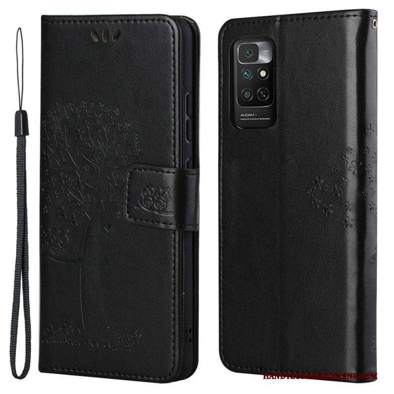Flip Case Für Xiaomi Redmi Note 11 / 11S Mit Kordel Tangabaum Und Eulen