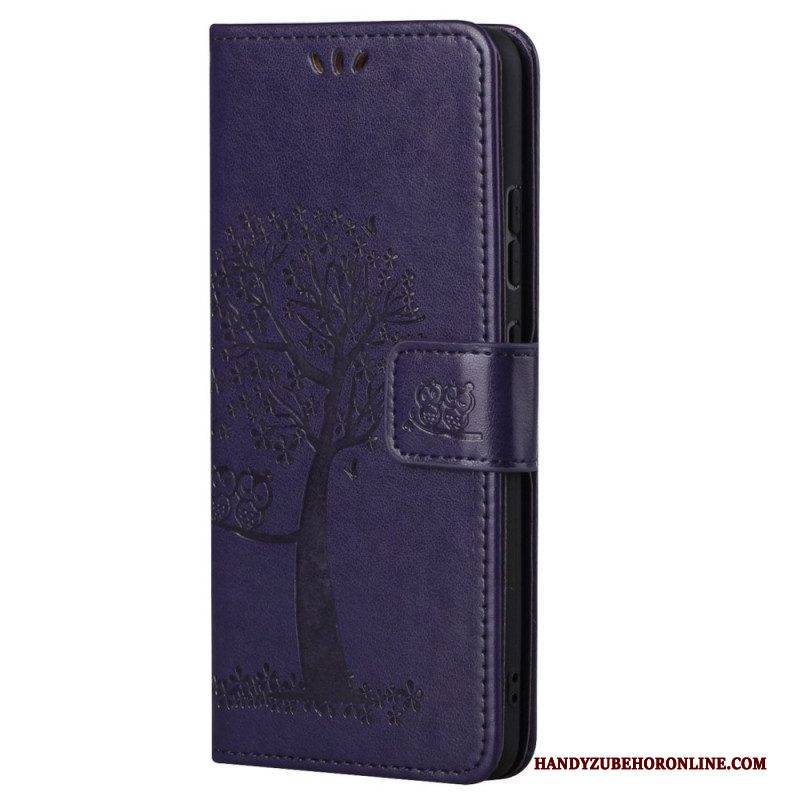 Flip Case Für Xiaomi Redmi Note 11 / 11S Mit Kordel Tangabaum Und Eulen