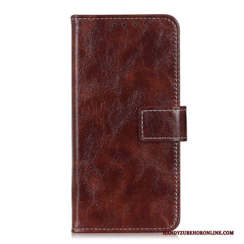 Flip Case Für Xiaomi Redmi Note 12 4G Lackiert Mit Sichtbaren Nähten