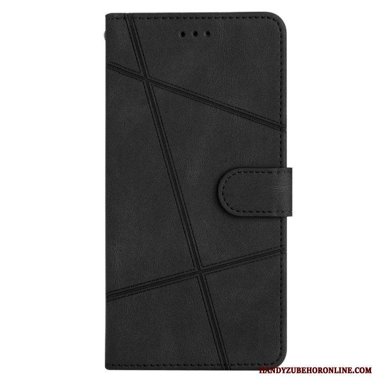 Flip Case Für Xiaomi Redmi Note 12 4G Mit Kordel Riemchen-geometrisch