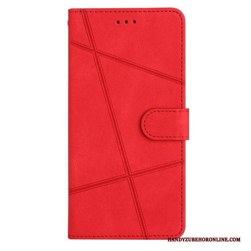 Flip Case Für Xiaomi Redmi Note 12 4G Mit Kordel Riemchen-geometrisch