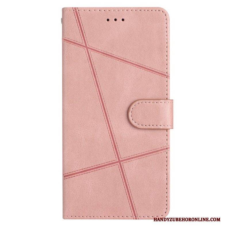 Flip Case Für Xiaomi Redmi Note 12 4G Mit Kordel Riemchen-geometrisch
