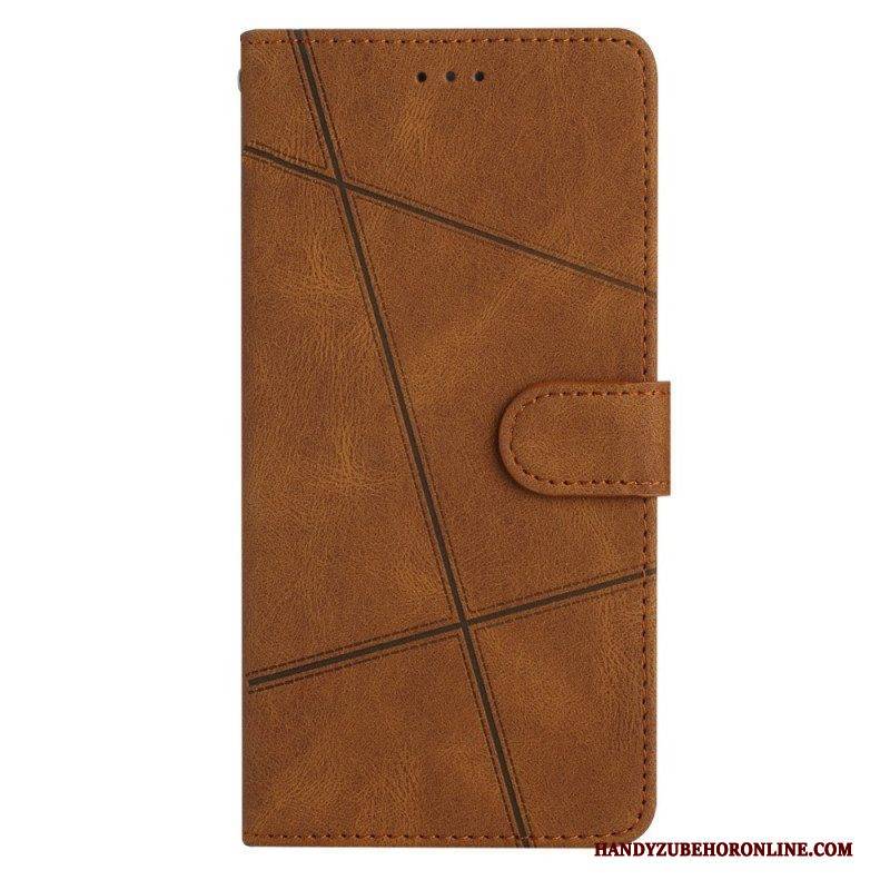 Flip Case Für Xiaomi Redmi Note 12 4G Mit Kordel Riemchen-geometrisch