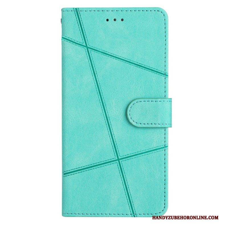 Flip Case Für Xiaomi Redmi Note 12 4G Mit Kordel Riemchen-geometrisch
