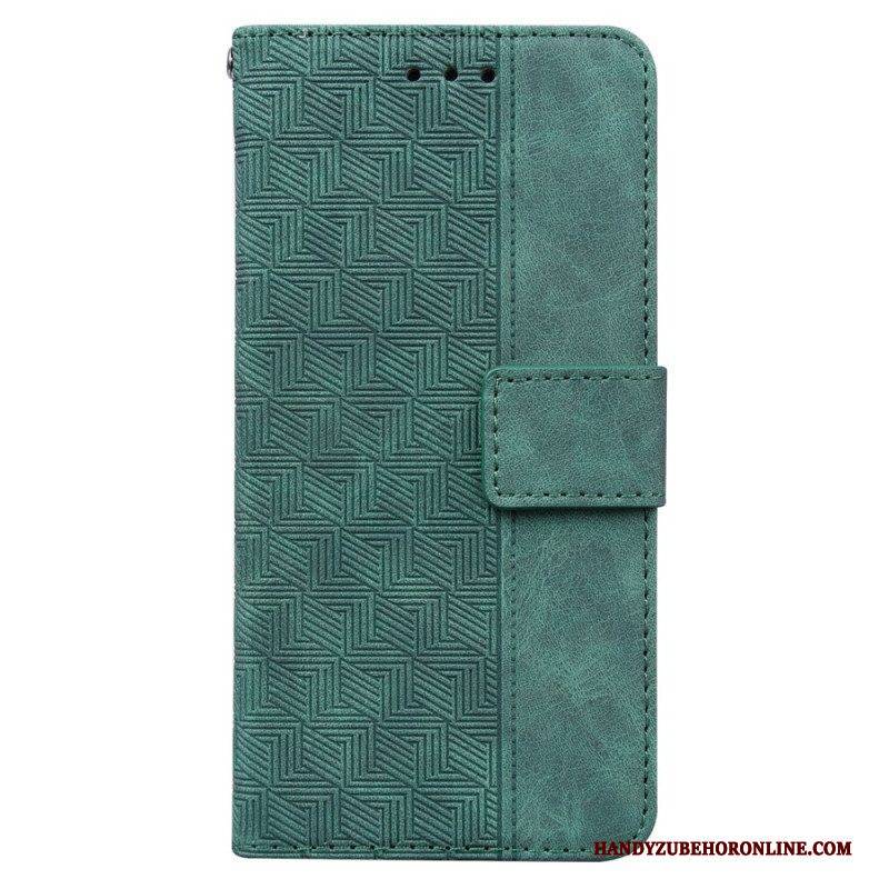 Flip Case Für Xiaomi Redmi Note 12 4G Mit Kordel Riemchenmuster