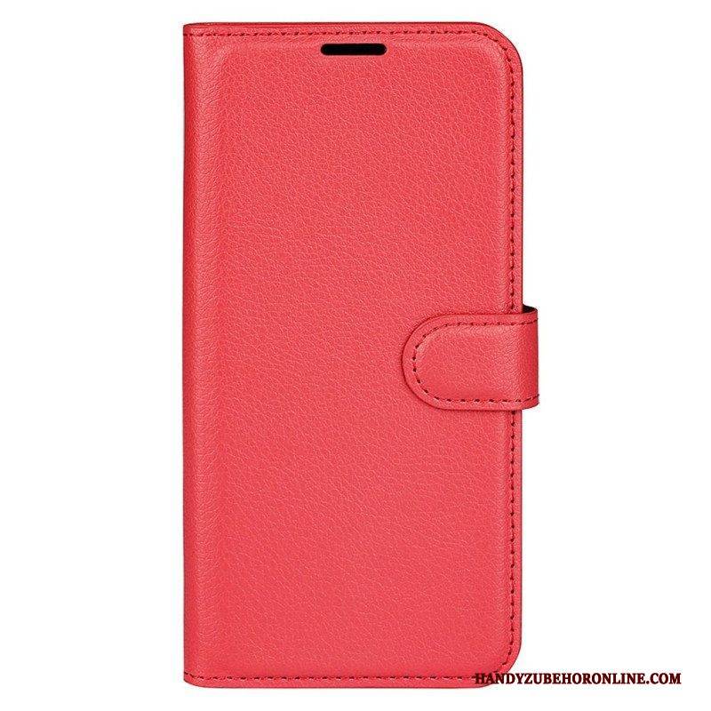 Flip Case Für Xiaomi Redmi Note 12 5G Klassischer Litschi-ledereffekt