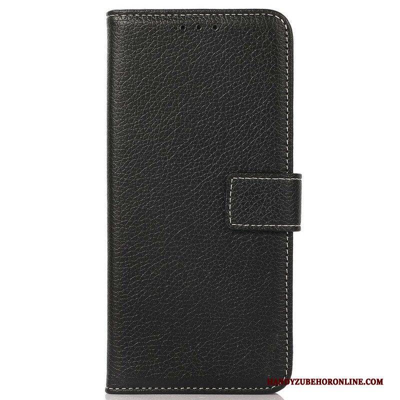 Flip Case Für iPhone 13 Mini Litschi-nähte In Lederoptik