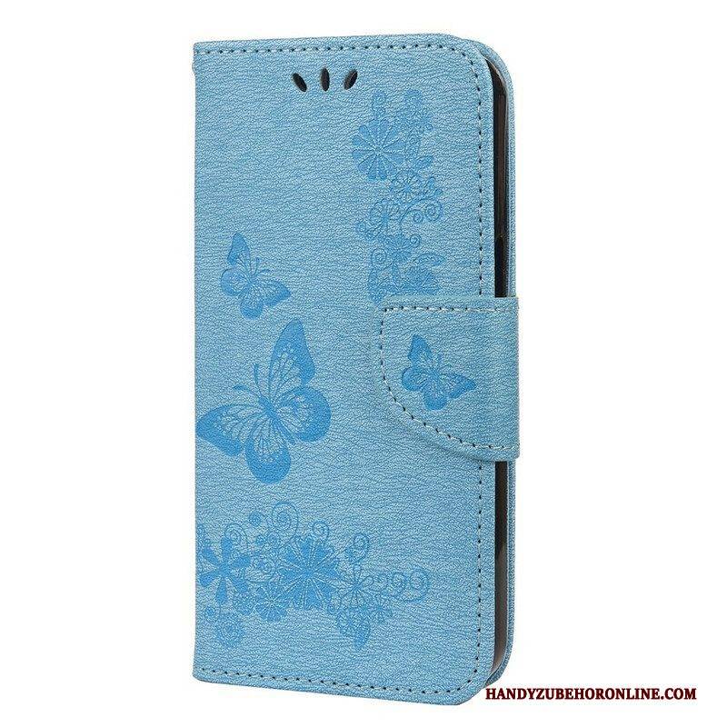 Flip Case Für iPhone 13 Mini Mit Kordel Prächtige Riemenschmetterlinge