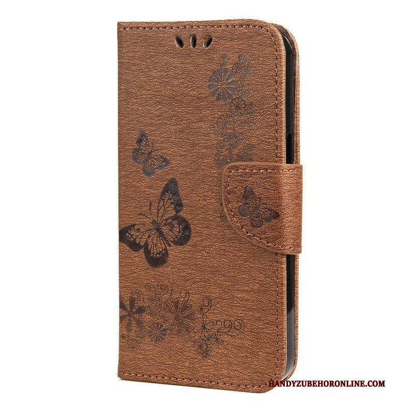 Flip Case Für iPhone 13 Mini Mit Kordel Prächtige Riemenschmetterlinge