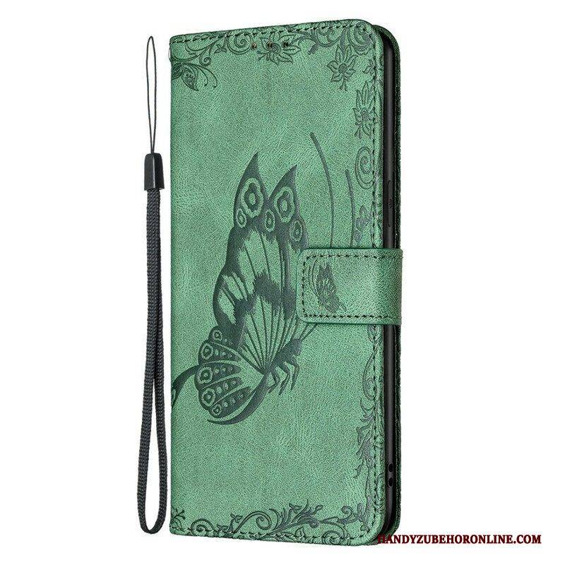 Flip Case Für iPhone 13 Pro Mit Kordel Barocker Riemchenschmetterling