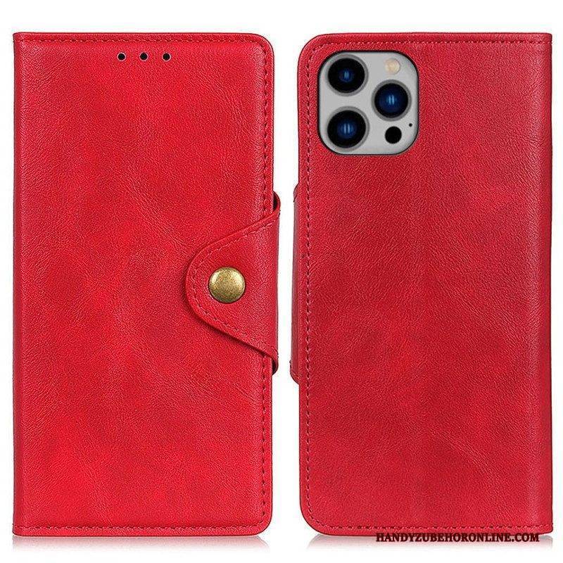 Flip Case Für iPhone 14 Plus Knopf Aus Kunstleder