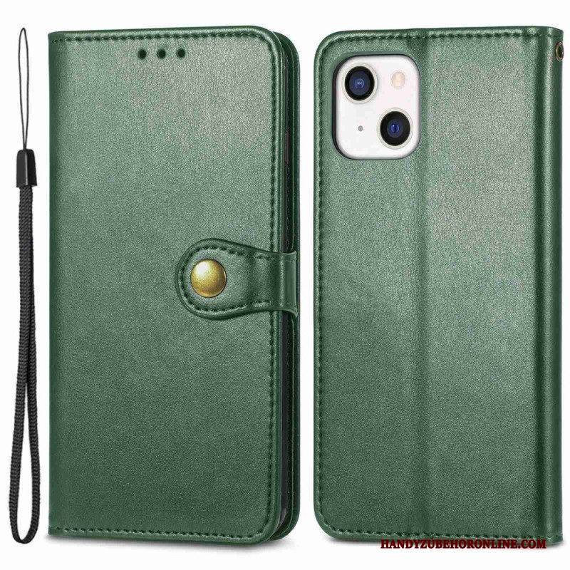 Flip Case Für iPhone 14 Plus Nietenverschluss Und Riemen
