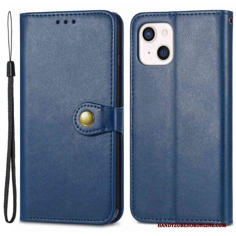 Flip Case Für iPhone 14 Plus Nietenverschluss Und Riemen
