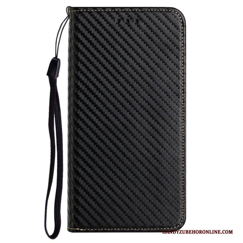 Flip Case Samsung Galaxy S25 Ultra 5g Handyhülle Carbonfaser Mit Riemen