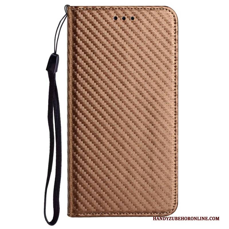 Flip Case Samsung Galaxy S25 Ultra 5g Handyhülle Carbonfaser Mit Riemen