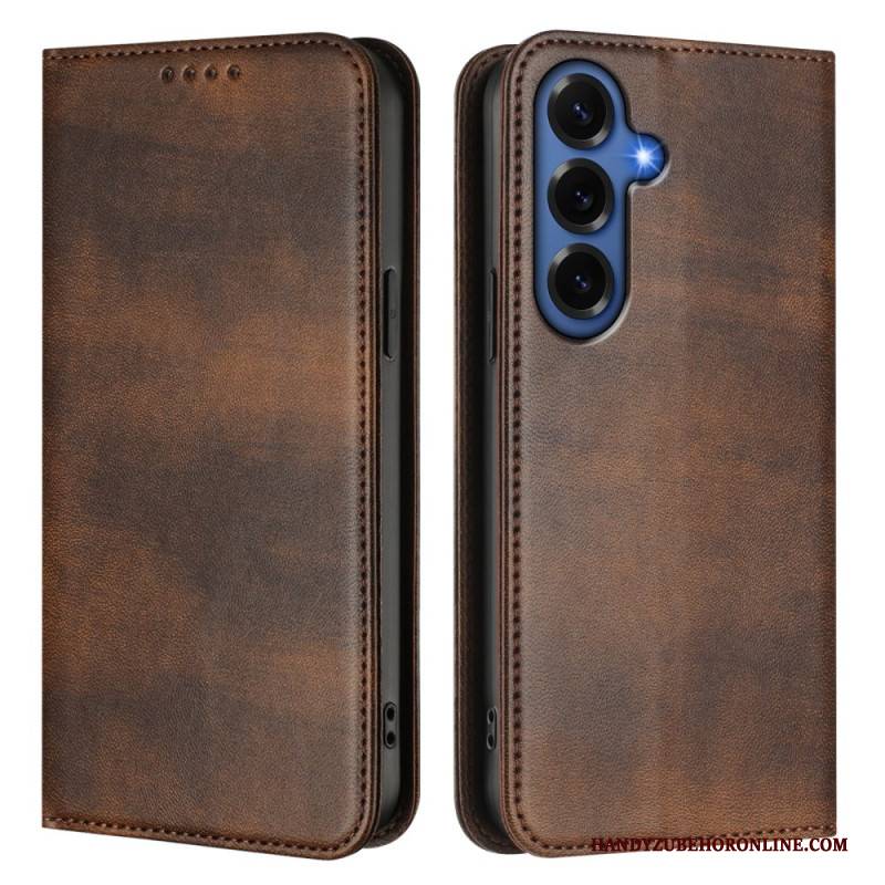 Flip Case Samsung Galaxy S26 Plus Handyhülle Strukturierter Rfid-schutz Im Retro-stil