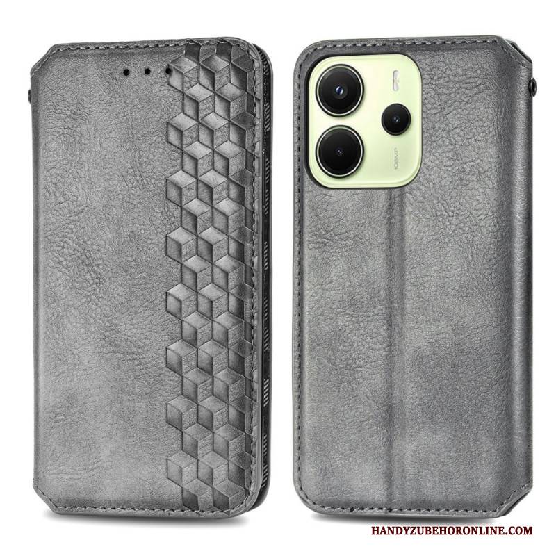 Flip Case Xiaomi Redmi Note 14 4g Vintage-lederoptik Mit Rautenmuster