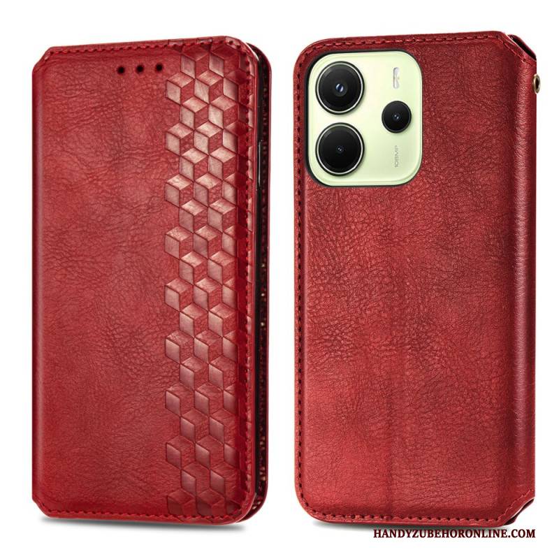 Flip Case Xiaomi Redmi Note 14 4g Vintage-lederoptik Mit Rautenmuster