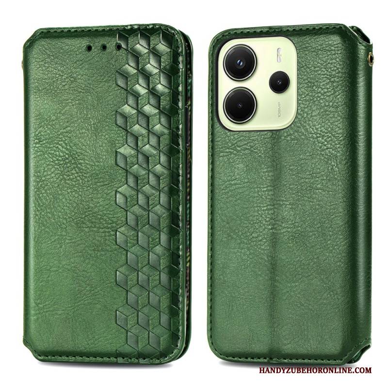 Flip Case Xiaomi Redmi Note 14 4g Vintage-lederoptik Mit Rautenmuster