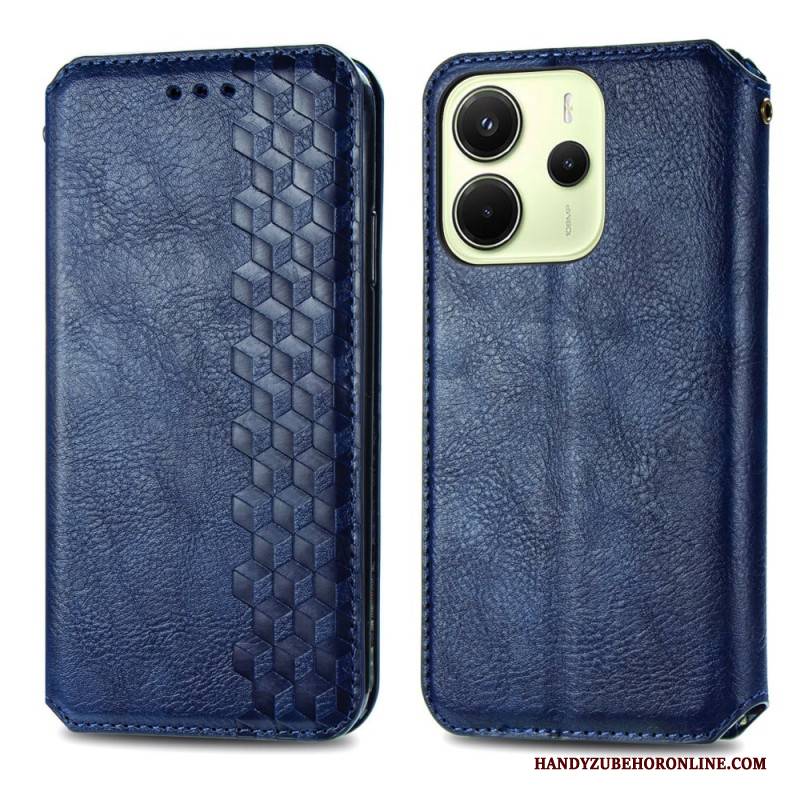 Flip Case Xiaomi Redmi Note 14 4g Vintage-lederoptik Mit Rautenmuster