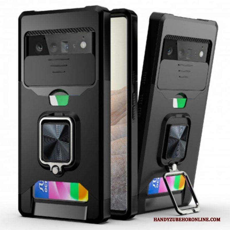 Handyhülle Für Google Pixel 6 Pro Halter & Objektivschutz & Kartenhalter
