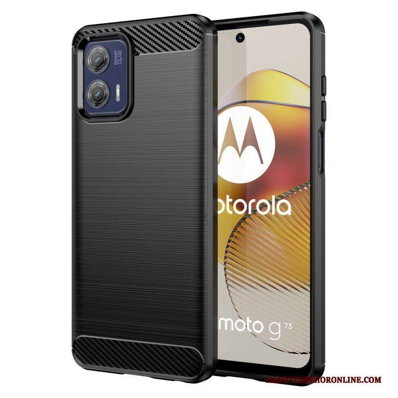 Handyhülle Für Moto G73 5G Gebürstete Kohlefaser