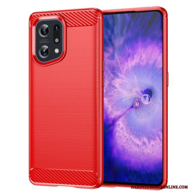 Handyhülle Für Oppo Find X5 Gebürstete Kohlefaser