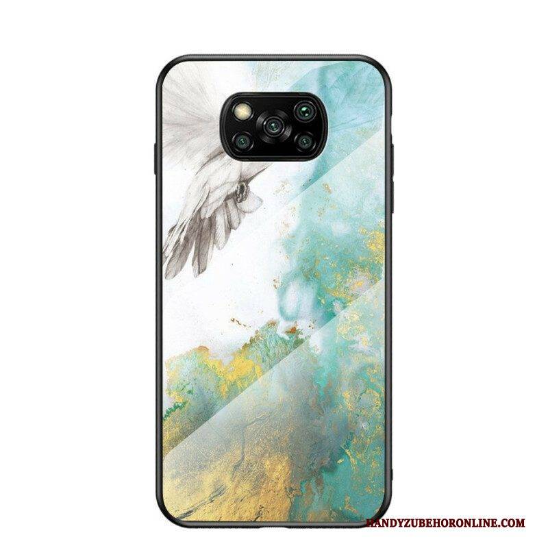 Handyhülle Für Poco X3 / X3 Pro / X3 NFC Marmorfarben Gehärtetes Glas