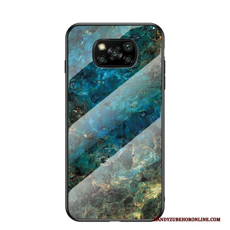 Handyhülle Für Poco X3 / X3 Pro / X3 NFC Marmorfarben Gehärtetes Glas