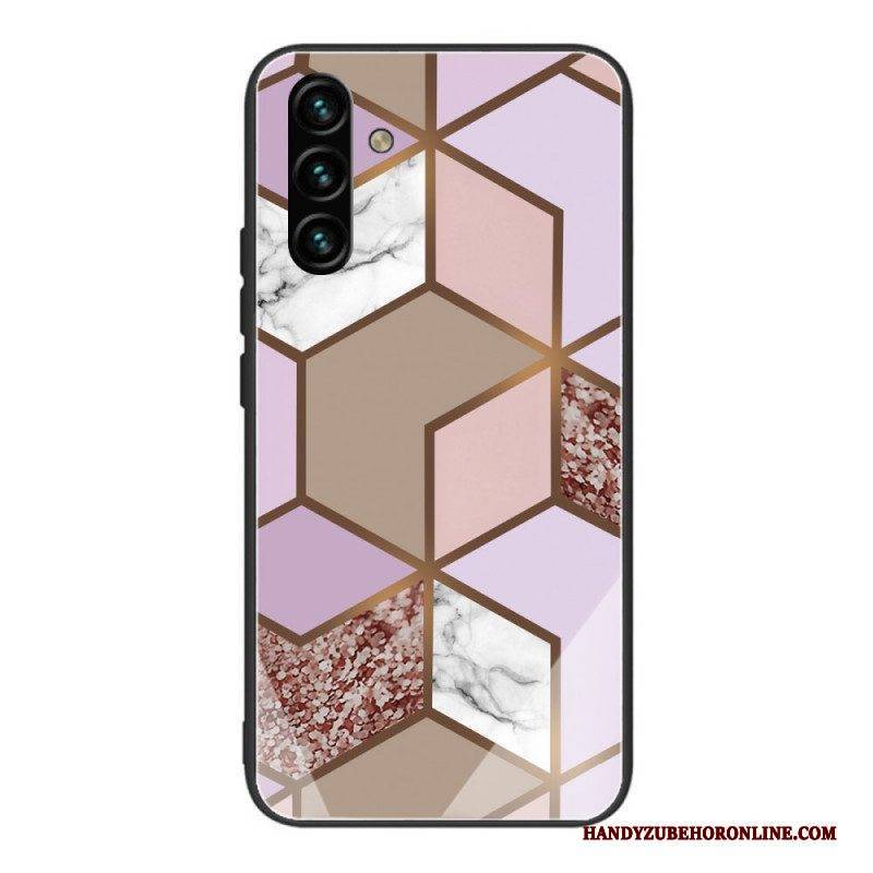 Handyhülle Für Samsung Galaxy A13 5G / A04s Geometrie Marmor Gehärtetes Glas