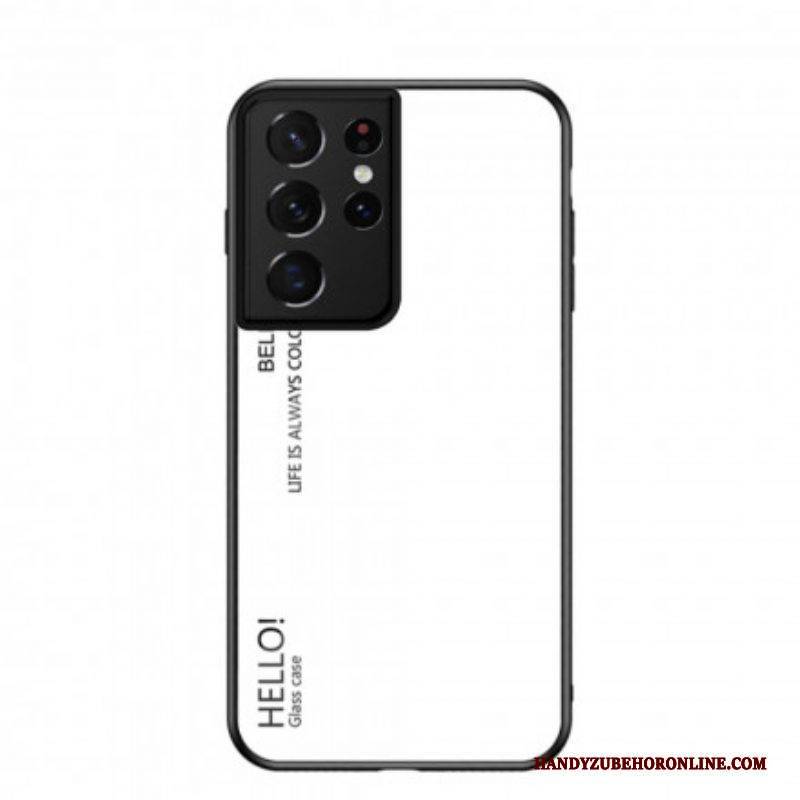 Handyhülle Für Samsung Galaxy S21 Ultra 5G Gehärtetes Glas Hallo
