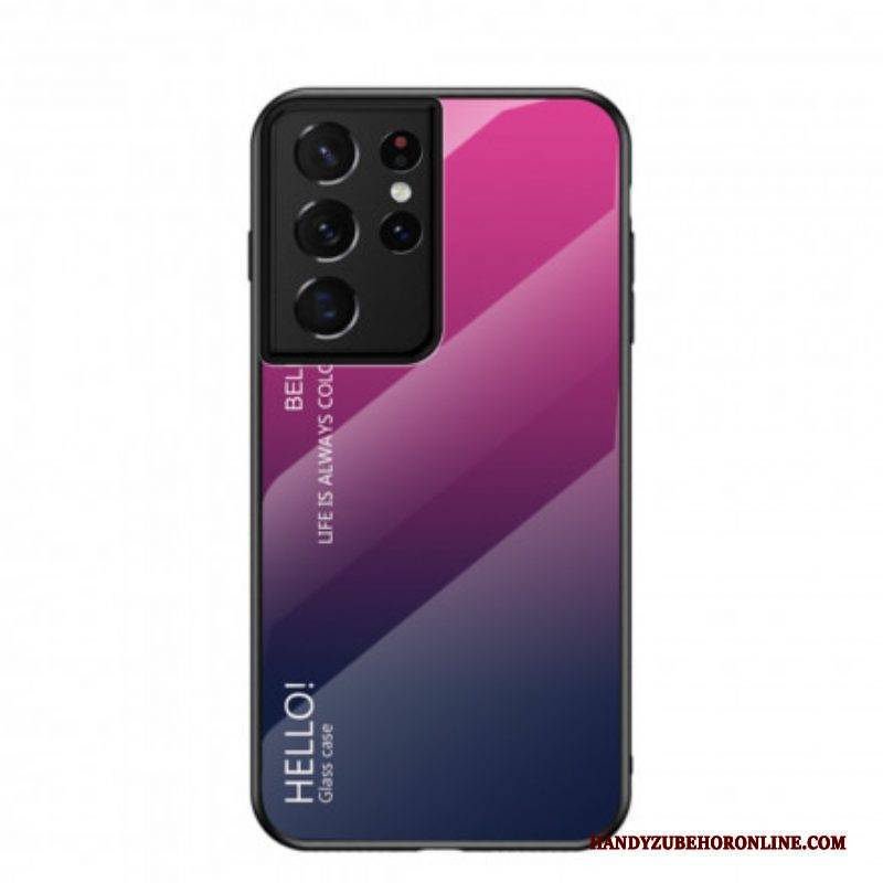 Handyhülle Für Samsung Galaxy S21 Ultra 5G Gehärtetes Glas Hallo