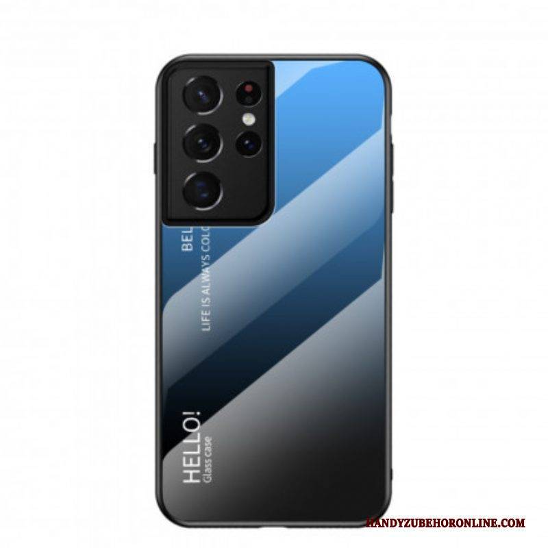 Handyhülle Für Samsung Galaxy S21 Ultra 5G Gehärtetes Glas Hallo