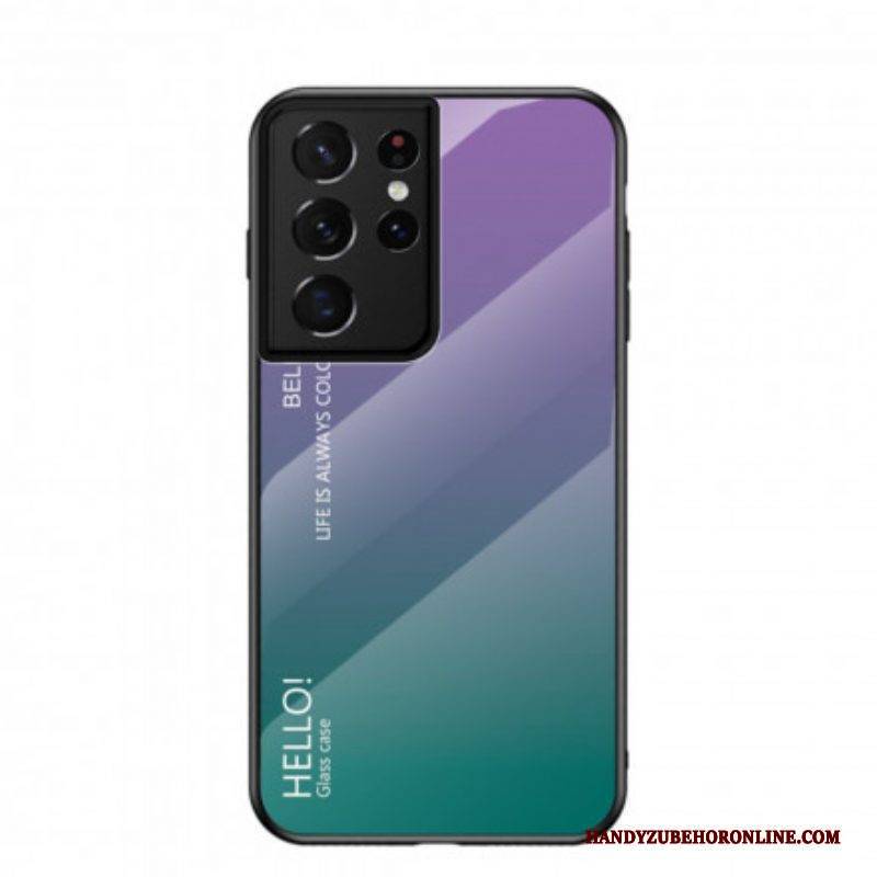 Handyhülle Für Samsung Galaxy S21 Ultra 5G Gehärtetes Glas Hallo