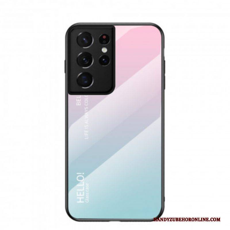 Handyhülle Für Samsung Galaxy S21 Ultra 5G Gehärtetes Glas Hallo