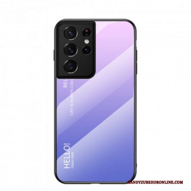 Handyhülle Für Samsung Galaxy S21 Ultra 5G Gehärtetes Glas Hallo