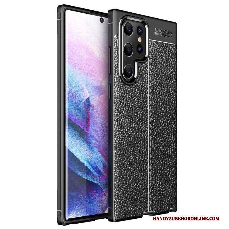 Handyhülle Für Samsung Galaxy S22 Ultra 5G Doppellinien-litschi-ledereffekt