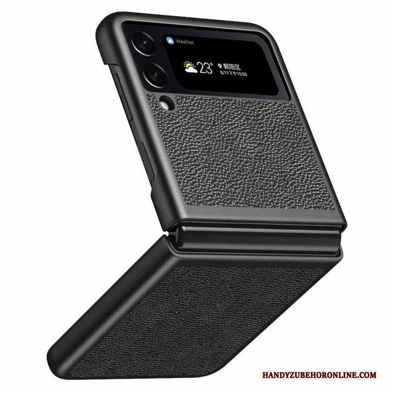 Handyhülle Für Samsung Galaxy Z Flip 4 Flip Case Echtes Litschifarbenes Leder