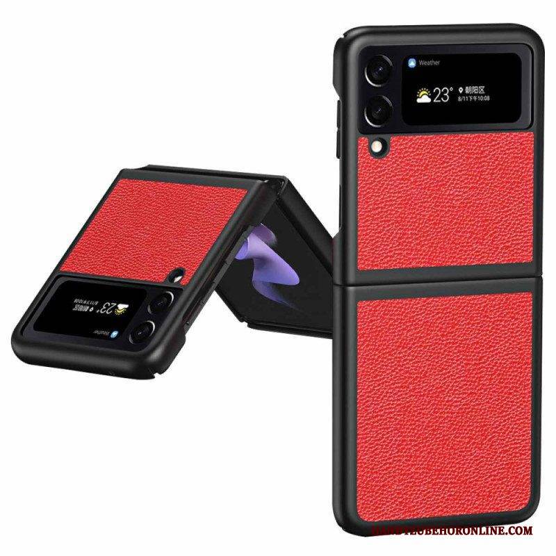Handyhülle Für Samsung Galaxy Z Flip 4 Flip Case Echtes Litschifarbenes Leder