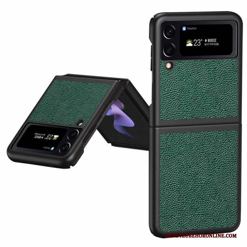 Handyhülle Für Samsung Galaxy Z Flip 4 Flip Case Echtes Litschifarbenes Leder