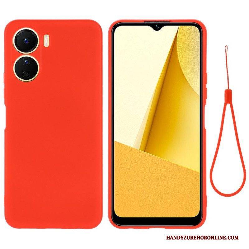 Handyhülle Für Vivo Y16 Flüssigsilikon Mit Lanyard