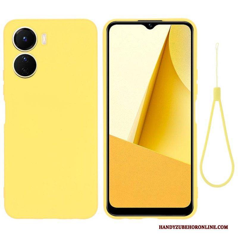 Handyhülle Für Vivo Y16 Flüssigsilikon Mit Lanyard