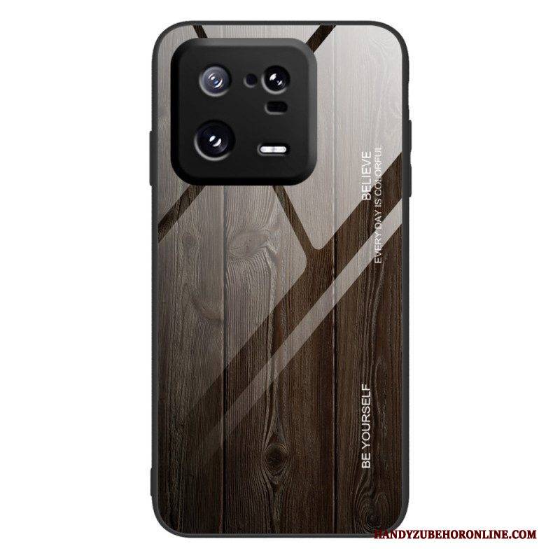 Handyhülle Für Xiaomi 13 Pro Holzdesign Aus Gehärtetem Glas
