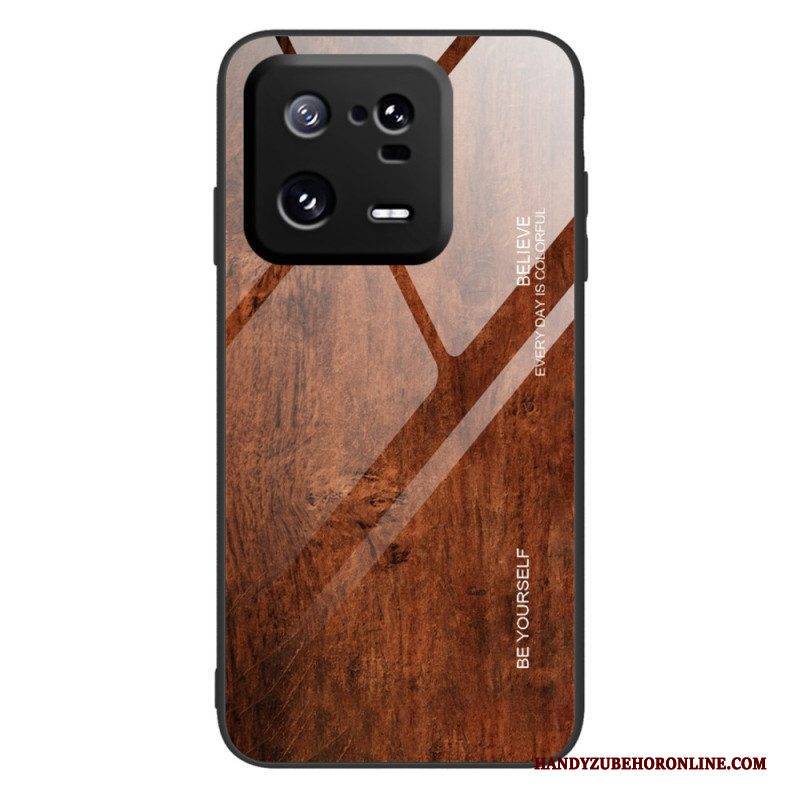 Handyhülle Für Xiaomi 13 Pro Holzdesign Aus Gehärtetem Glas