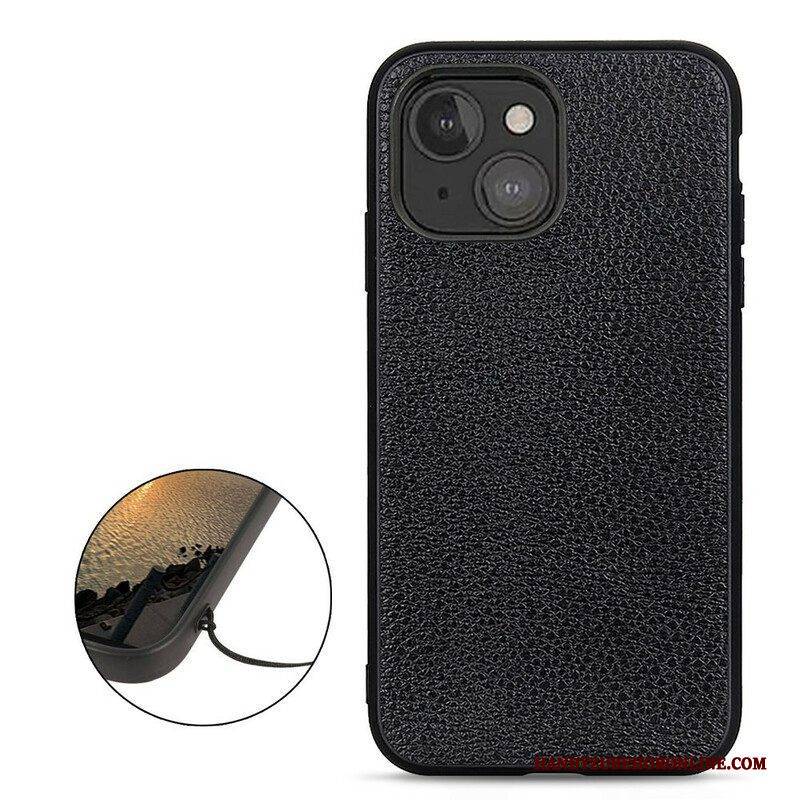 Handyhülle Für iPhone 13 Mini Echtes Litschi-leder