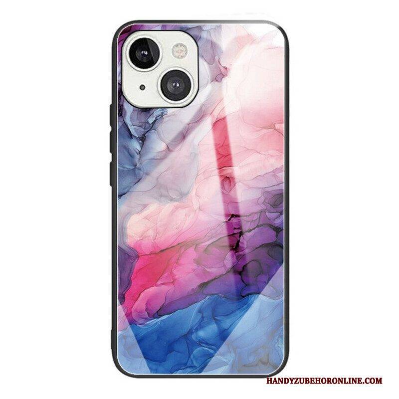 Handyhülle Für iPhone 13 Mini Marmor-gehärtetes Glas